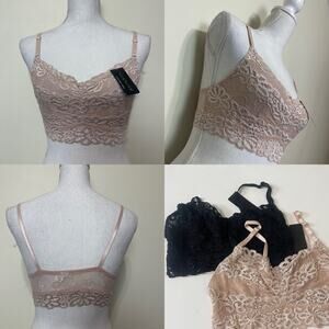 2-pack Women Lace Bralette Sexy Bra Floral Lingerie Sleepwear Night Top M/L